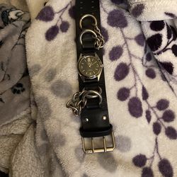 Leather Strap Skull Watch