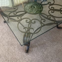 Rod Iron Glass Square Coffee Table