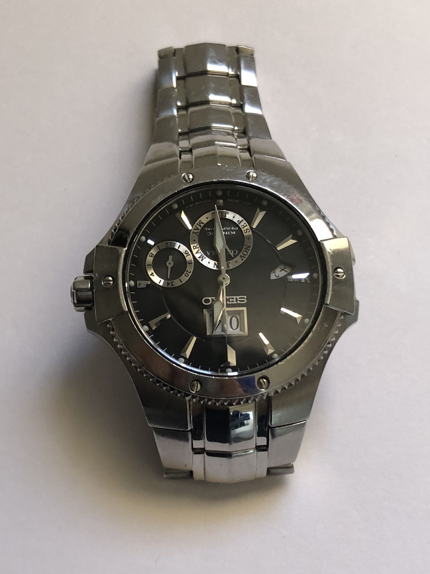 Seiko Men's SNP007 Coutura Kinetic Perpetual Sapphire Crystal Watch, Used