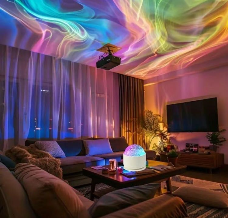 Aurora/Water Ripple Projector Light, USB Powered 16 Colors LED Projector Lamp with Remote Control, Ambient Light for Home Party Decor