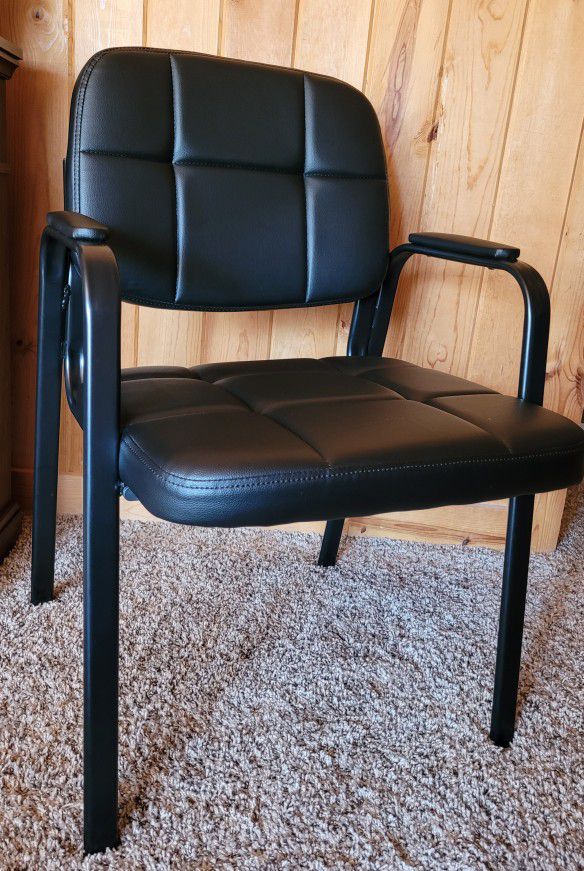 Guest Chair with Bonded Leather Padded Arm Rest
