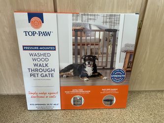 Top Paw Washed Wood Walk-Through Pet Gate – Like New – $40