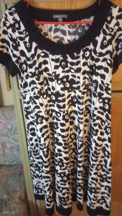 apt 9 petite size pm white with black flowers women dress  polyester