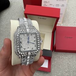 All silver Cartier bust down watch