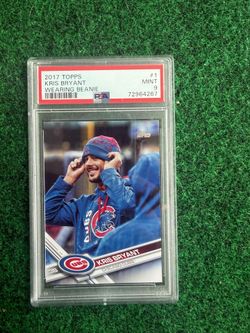 Rare Kris Bryant wearing beanie baseball card psa graded 9 Topps 2017