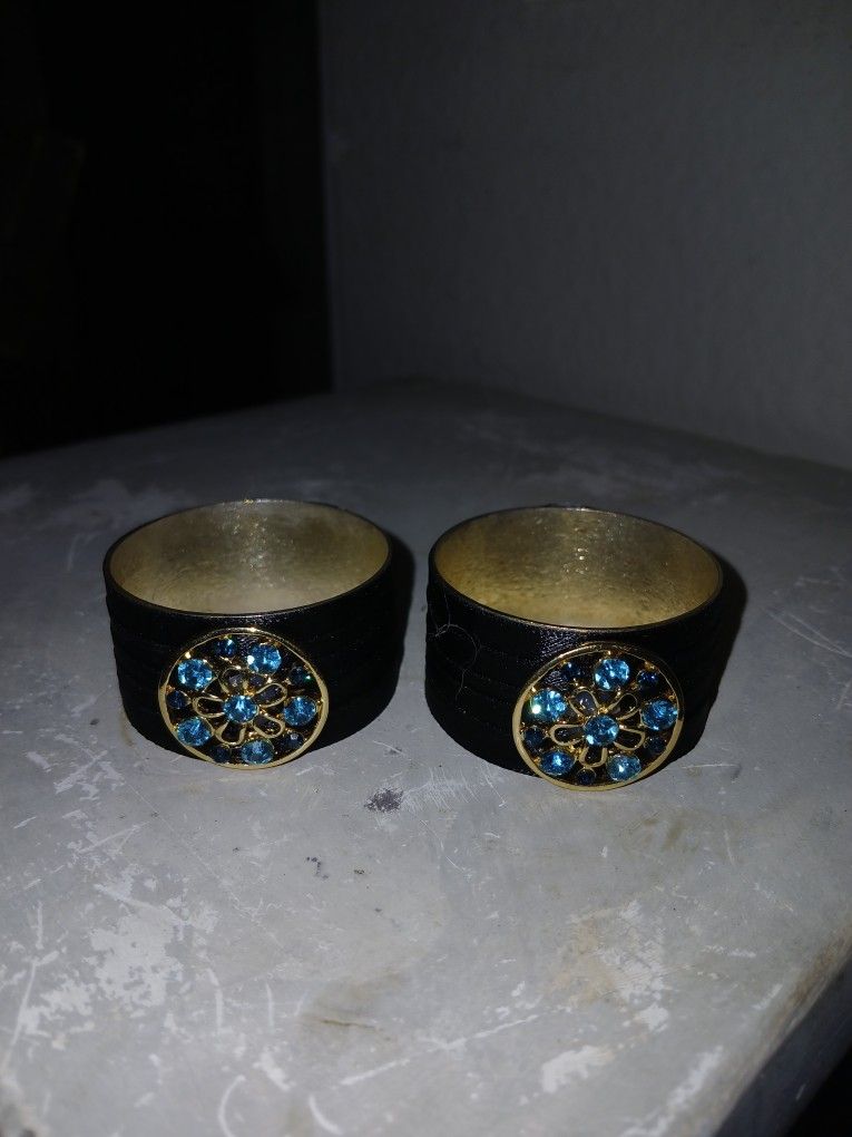 Black & Blue Rhinstone Napkin Rings
