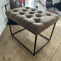 Tufted Faux Leather Ottoman - $45