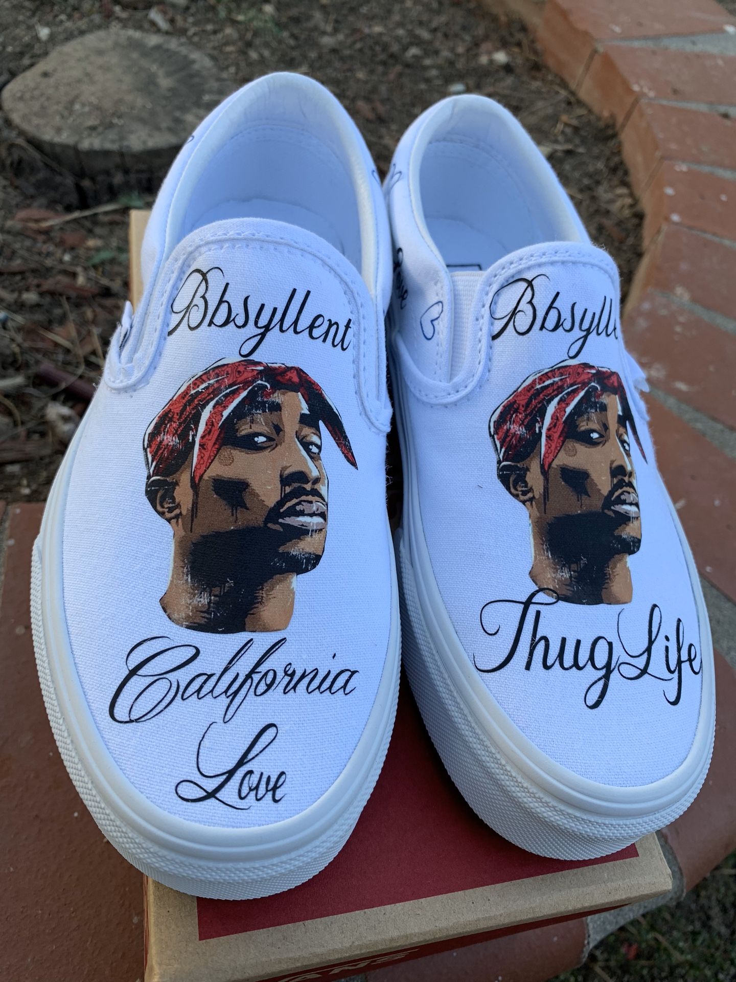 Custom Tupac Slip On Vans