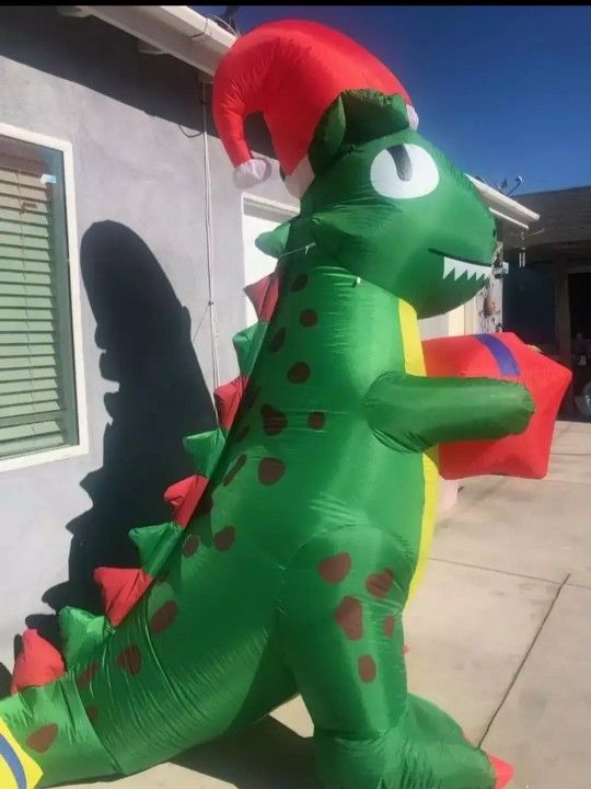 Christmas Decor Dinosaur Airblown Lighed 