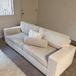 Cloud Style Cream Corduroy Couch