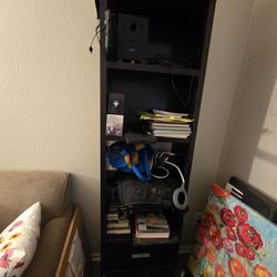 Tall Dark Wooden BOOKCASE WITH DRAWERS