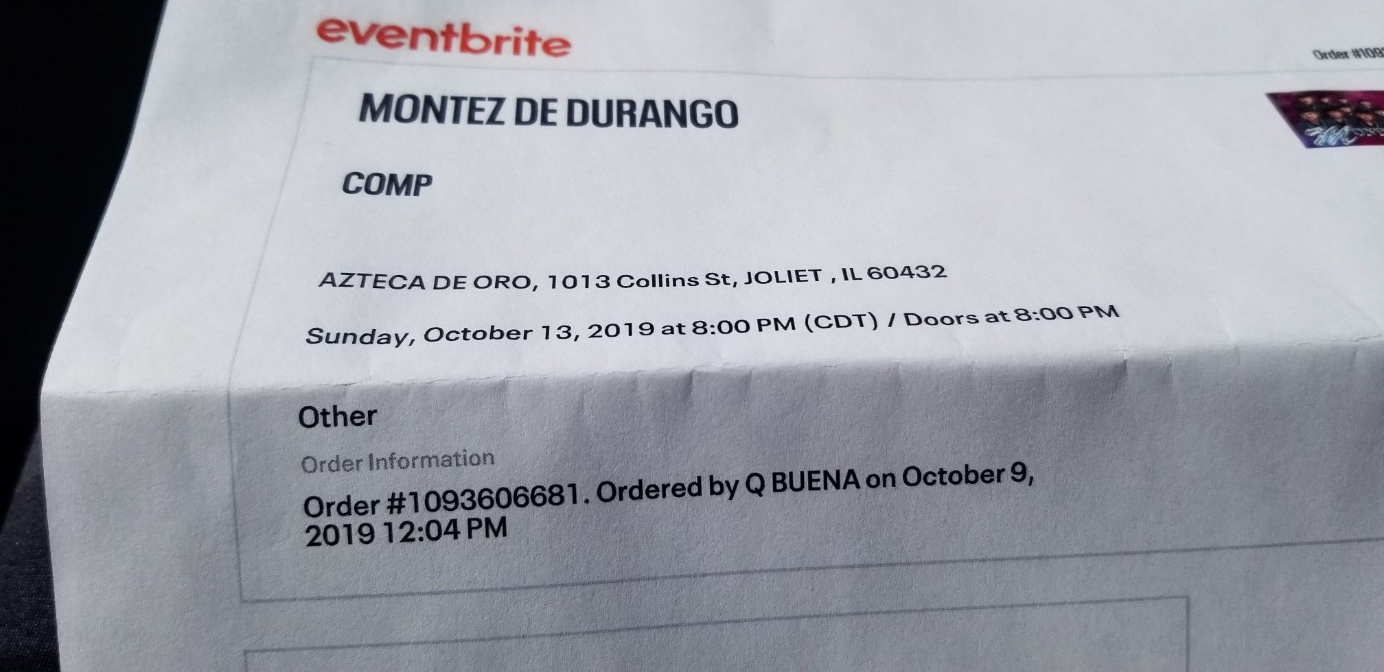 Tickets para Montes y Diana Reyes 60 el par