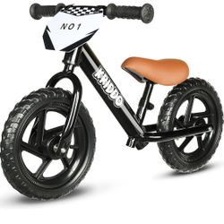 KRIDDO Toddler Balance Bike 2 Year Old, Age 24 Months to 5 Years Old, 12 Inch Push Bicycle with Customize Plate (3 Sets of Stickers Included), Gift Bi