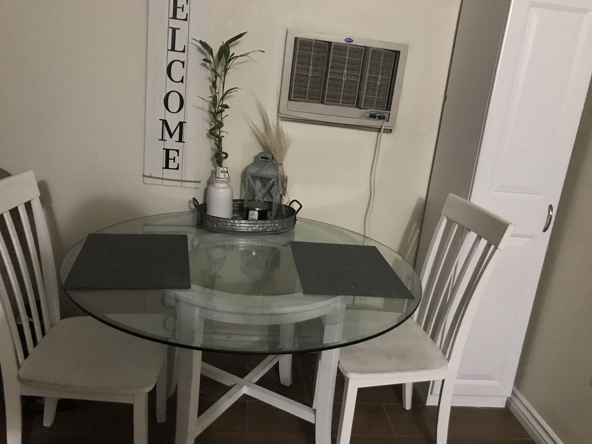 Bistro Glass Table With 2 Wood Chair