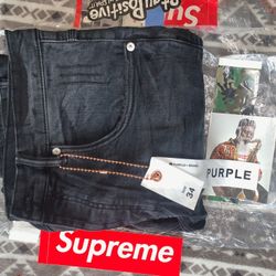 Brand New Men's Purple Brand Ripped Jeans Size 34