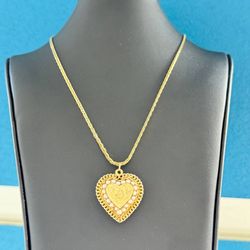 Vintage 14k gold locket pearls heart flower GCJ solid George Carter Jessop with 14k yellow gold chain