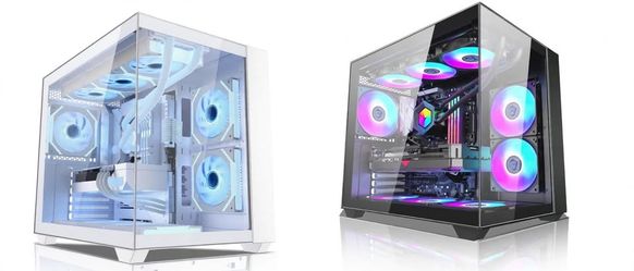 Panoramic Glass ATX PC Case Pillarless 270° View, White