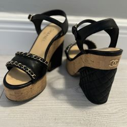 CHANEL Chanel Wedge Sole Sandals Lamb Skin Leather Quilted size 39 Coco Mark $800  Condition: Used  Maximum width: 8 Heel height: 8 US size : 8.5 EU S