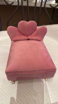 Pink Velvet Miniature Jewelry case Chaise Lounge Bed