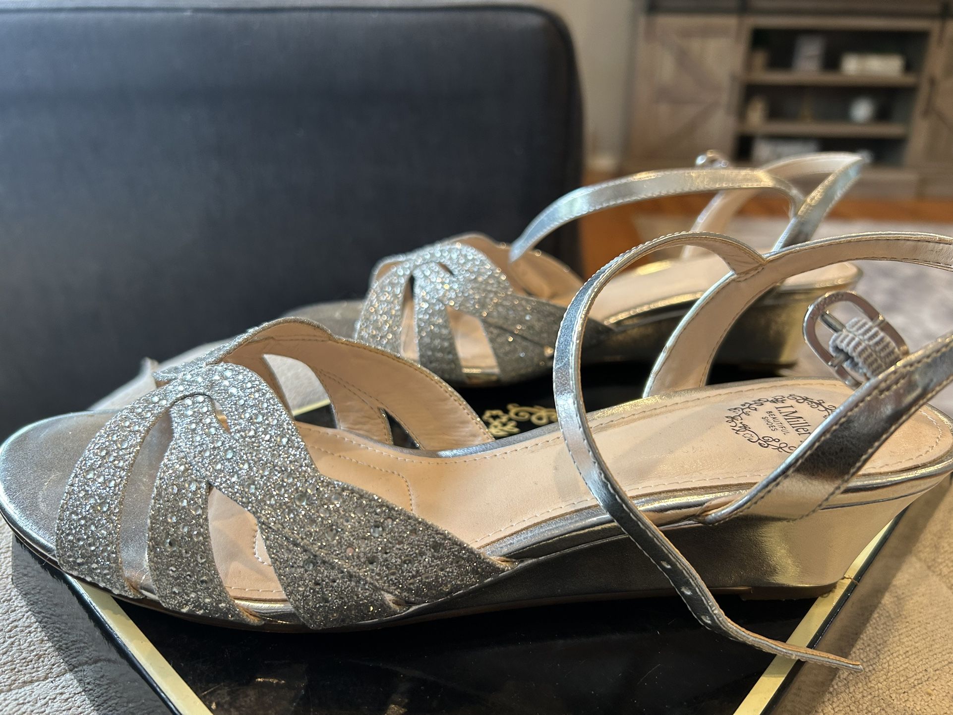 Glitter silver wedges size 8.5