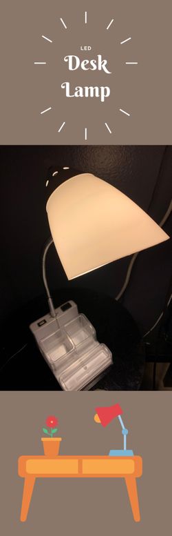 LED Desk lamp w charging station and organizer