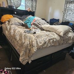 Black dressars bed frame with tons of storage