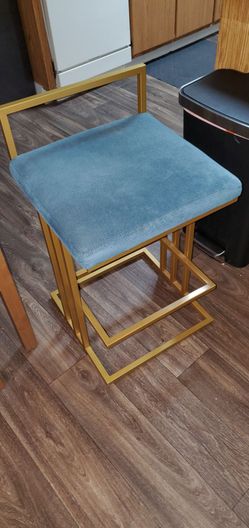 Gold and blue bar stools - set of 4