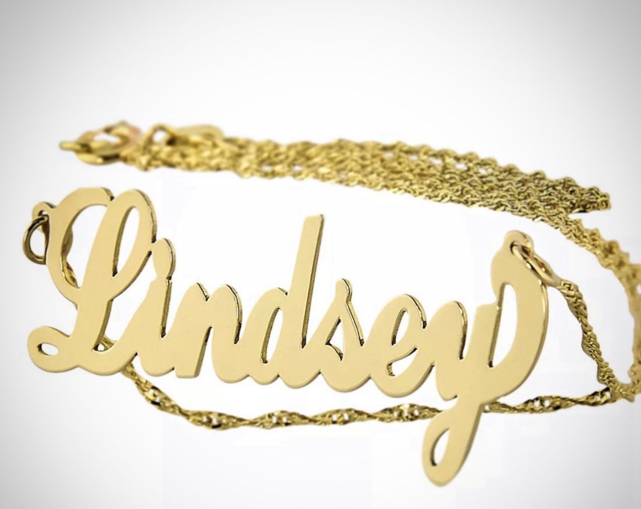 Custom Personalized Name Necklace 10k Gold With Chain
