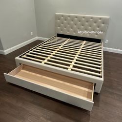 Full Beige Storage Bed Frame Brand New In Box