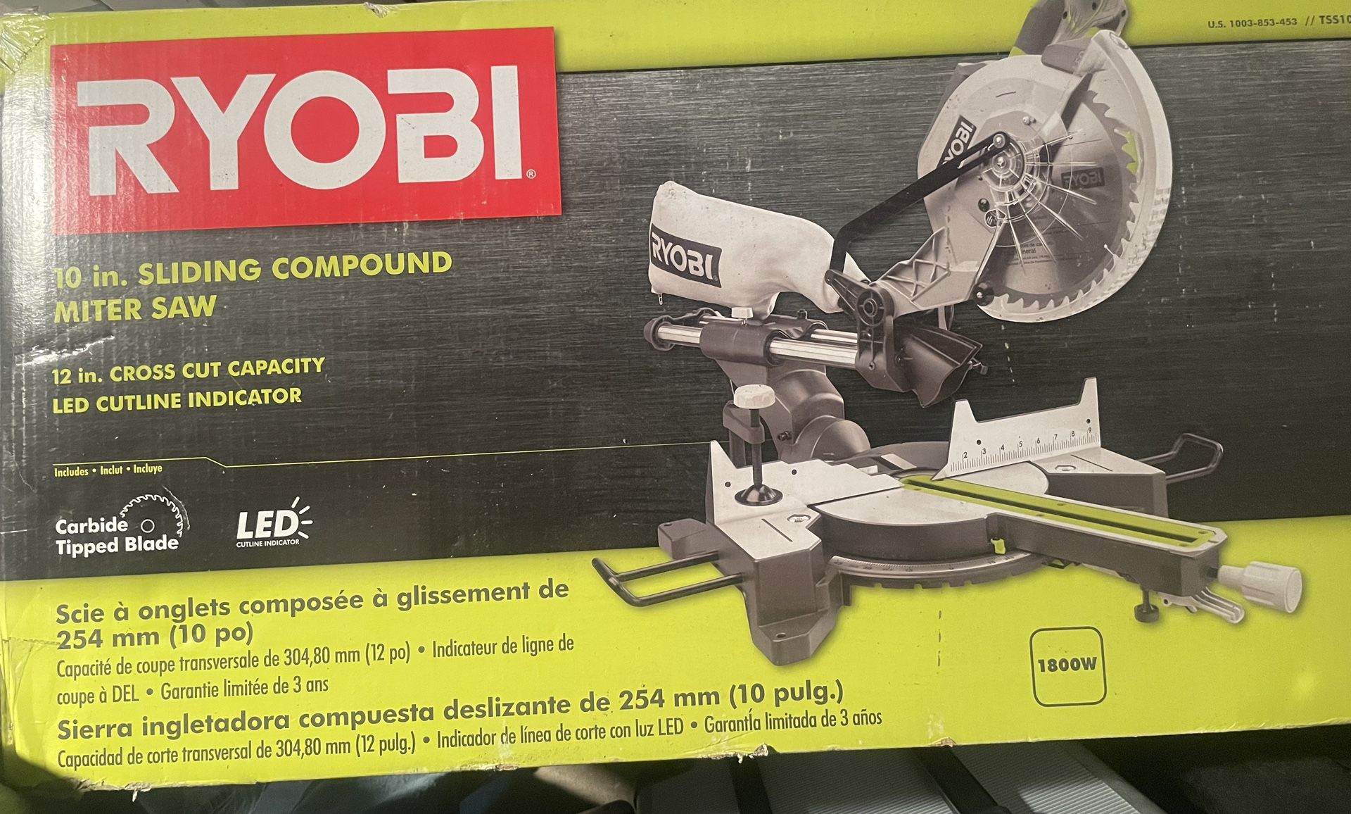 Ryobi 15 Amp 12 in. Corded Sliding Compound Miter Saw with LED Cutline Indicator
