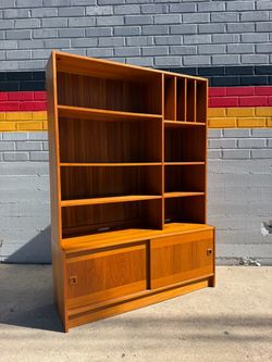 Mid-Century Modern Teak Wall Unit & Credenza with Vinyl Record Slots