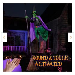 12 ft. Halloween Outdoor Decoration Hovering Witch Animatronics