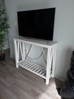 White Farmhouse Wood Console Table