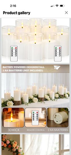 Flickering 18 pcs Flameless Candles Battery Operated with Remote and 2/4/6/8 H Timer Acrylic Led Pillar Candles Pack of 9 (D 3" xH 4" 5" 6") with Rea
