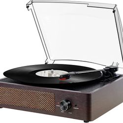 Vinyl Record Player Turntable with Built-in Bluetooth Receiver & 2 Stereo Speakers, 3 Speed 3 Size Portable Retro Record Player for Entertainment and 