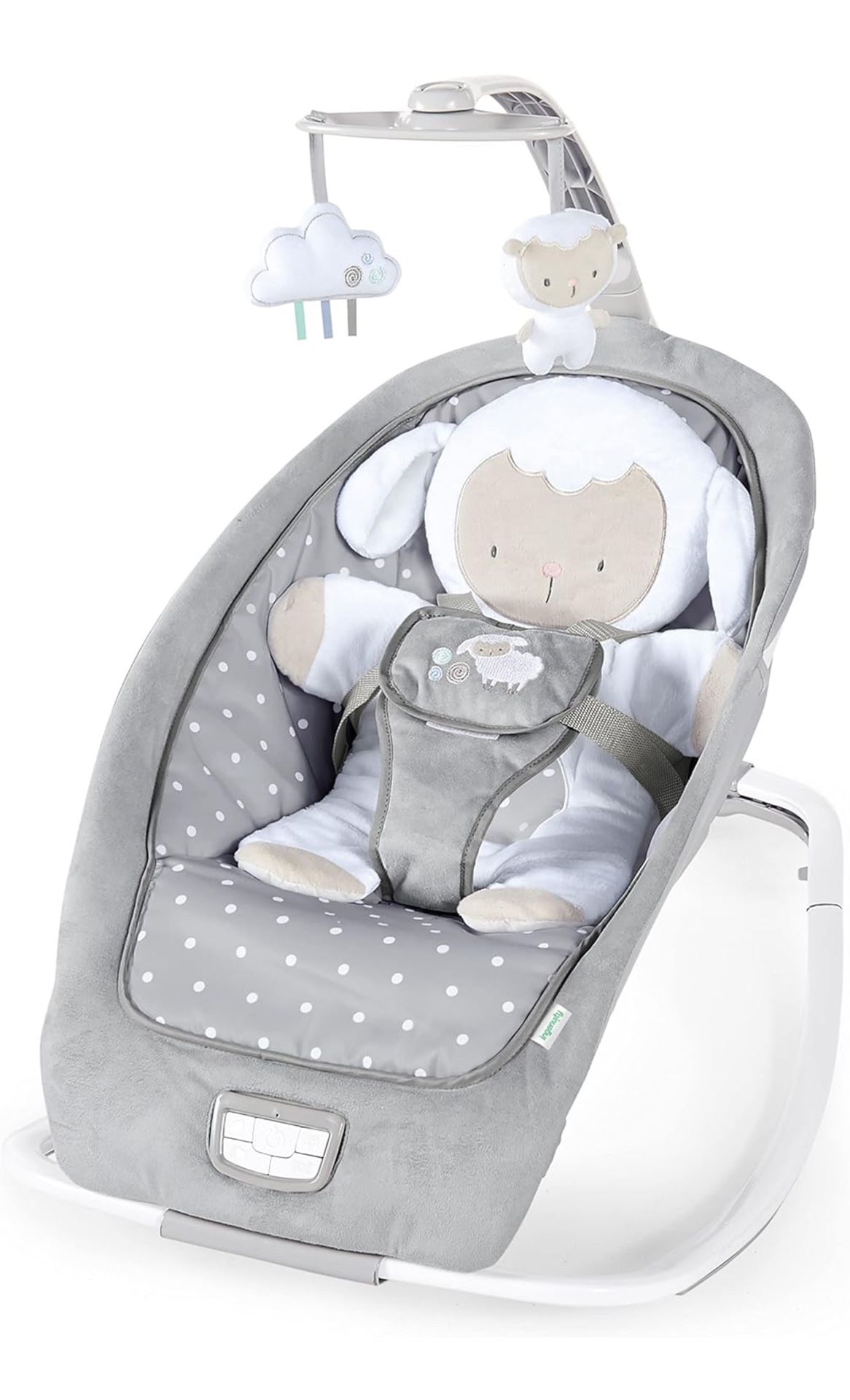 Ingenuity 2-in-1 Lightweight Infant to Toddler Rocker and Baby Bouncer - Tummy Time Mat, Vibrations & Sounds, 0-30 Months Up to 40 lbs (Cuddle Lamb)
