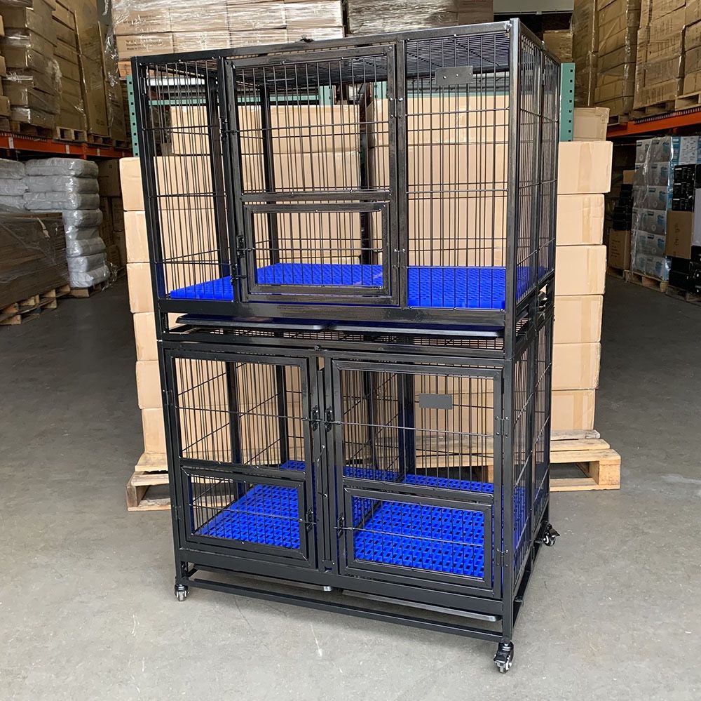 Brand New $320 Set of (2) Stackable Heavy-Duty Dog Cage Crate 41x31x65 inches 