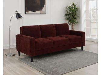 Ruth Rust Red 77-inch Fabric Upholstered Track Arm Sofa