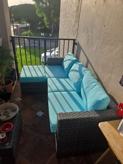 Outdoor Wicker Sectional Sofa Set with Cushions