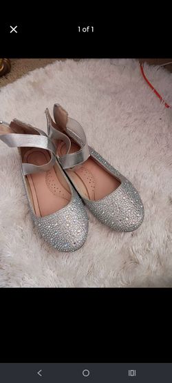 Girls Silver Rhinestone Ballet Flats size 2