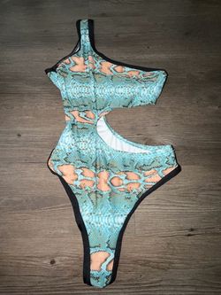Snake Print One-Shoulder Cutout One-Piece Swimsuit