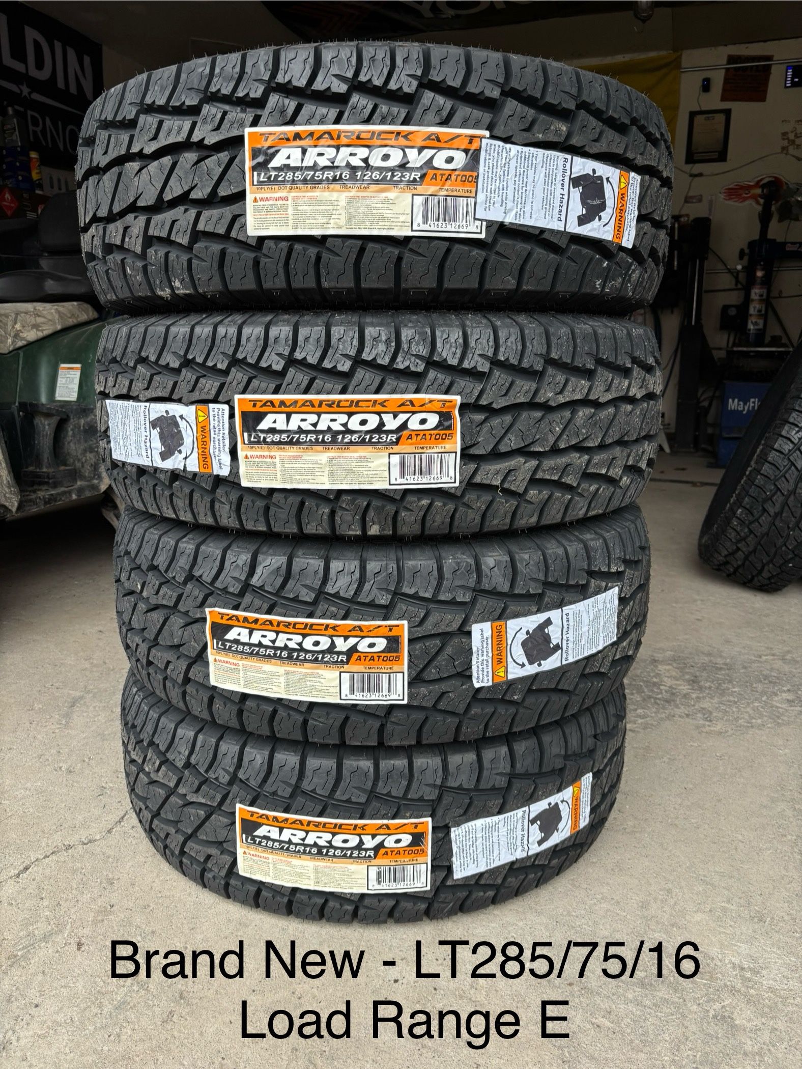 (4) - LT285/75/16 Arroyo Tamarock A/T Tires