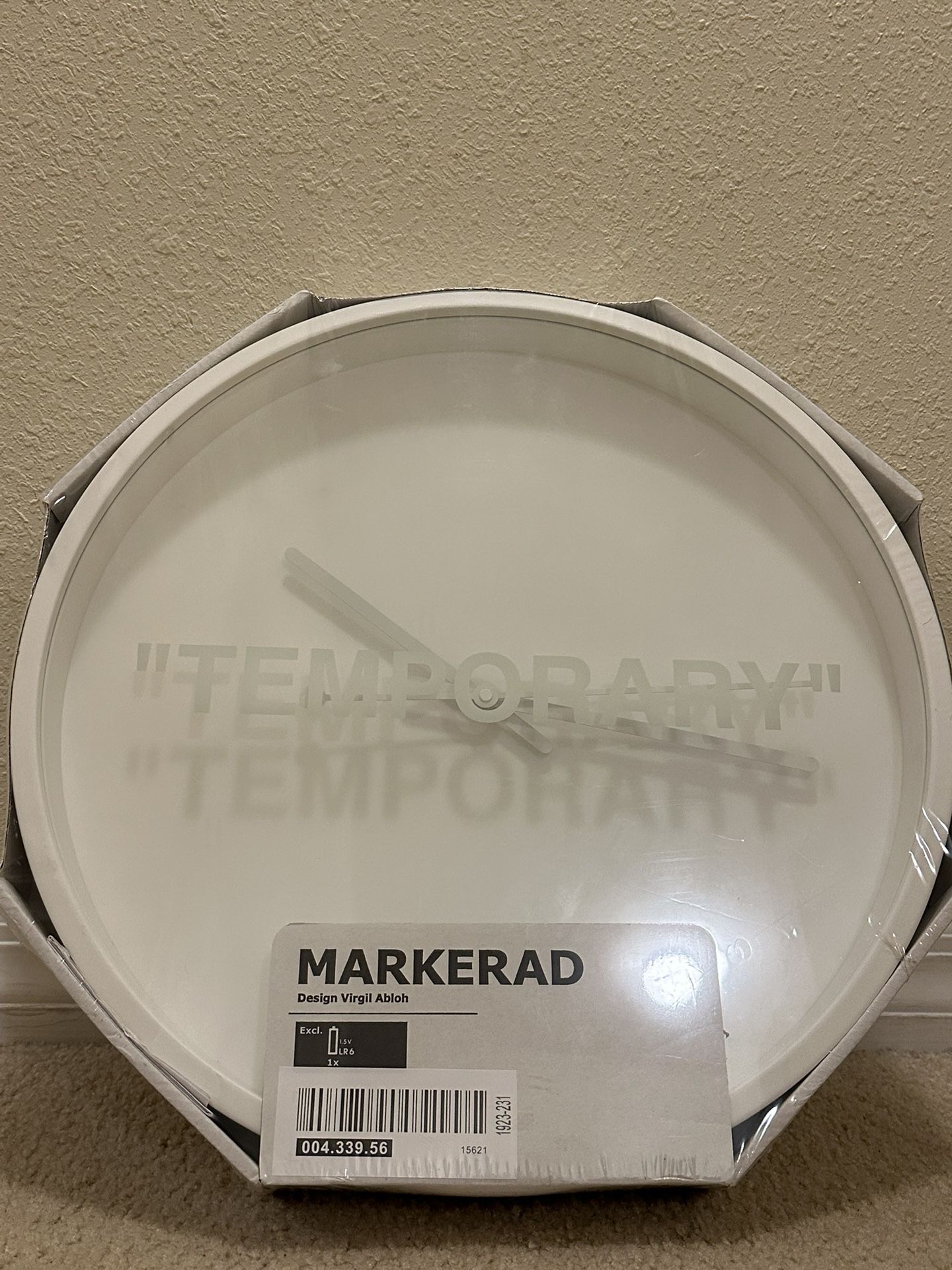 Virgil Abloh x IKEA MARKERAD "TEMPORARY" Wall Clock