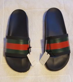 GUCCI SLIDES WEB MEN SIZE 12 BRAND NEW *AUTHENTIC*