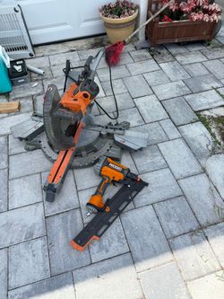 Rigid miter saw rigid nail gun and a rigid trim gun