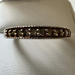 Sterling Silver ~1/4CTW Diamond Band Textured Band Ring Size 11