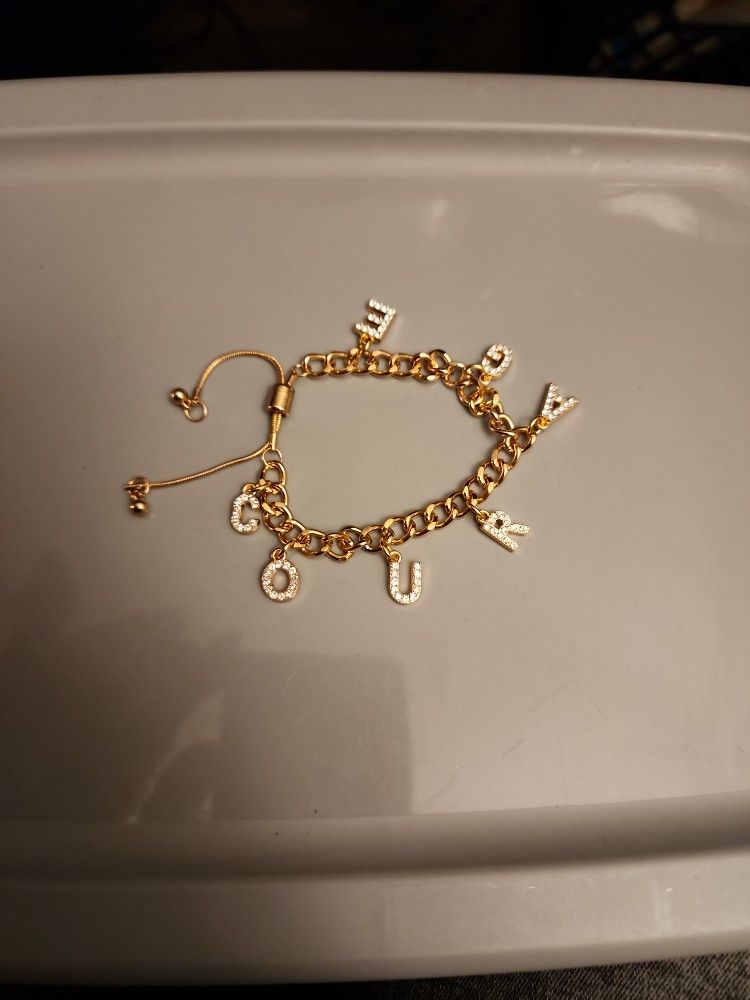 Gold Plated Courage Charm Bracelet