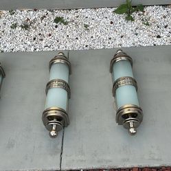 Sonneman Vintage Chrome Wall Lighting – Set of 4 Art Deco Opal Glass Sconces
