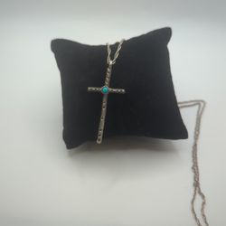Beautiful vintage Sterling Silver Native American Turquoise Cross.