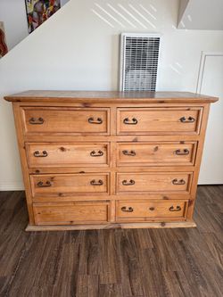 Solid Pine Wood Double Dresser 8 Drawers